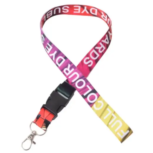 Polyester Dye Sub Lanyard With Buckle & Lobster Ring - Double Side Print Flat